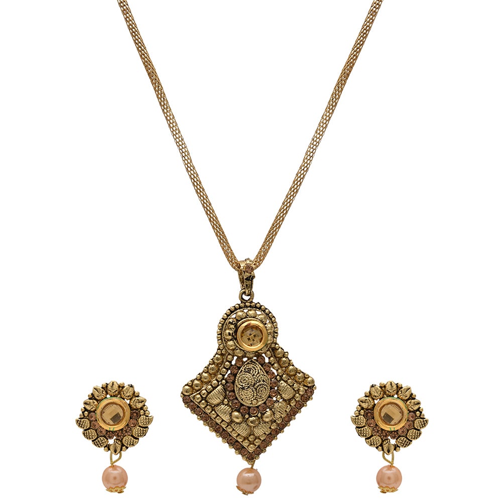 Kord Store Designer Jalebi Shape Lct Stone Gold Plated Princess Necklace Set For Women  - KSNKE60089