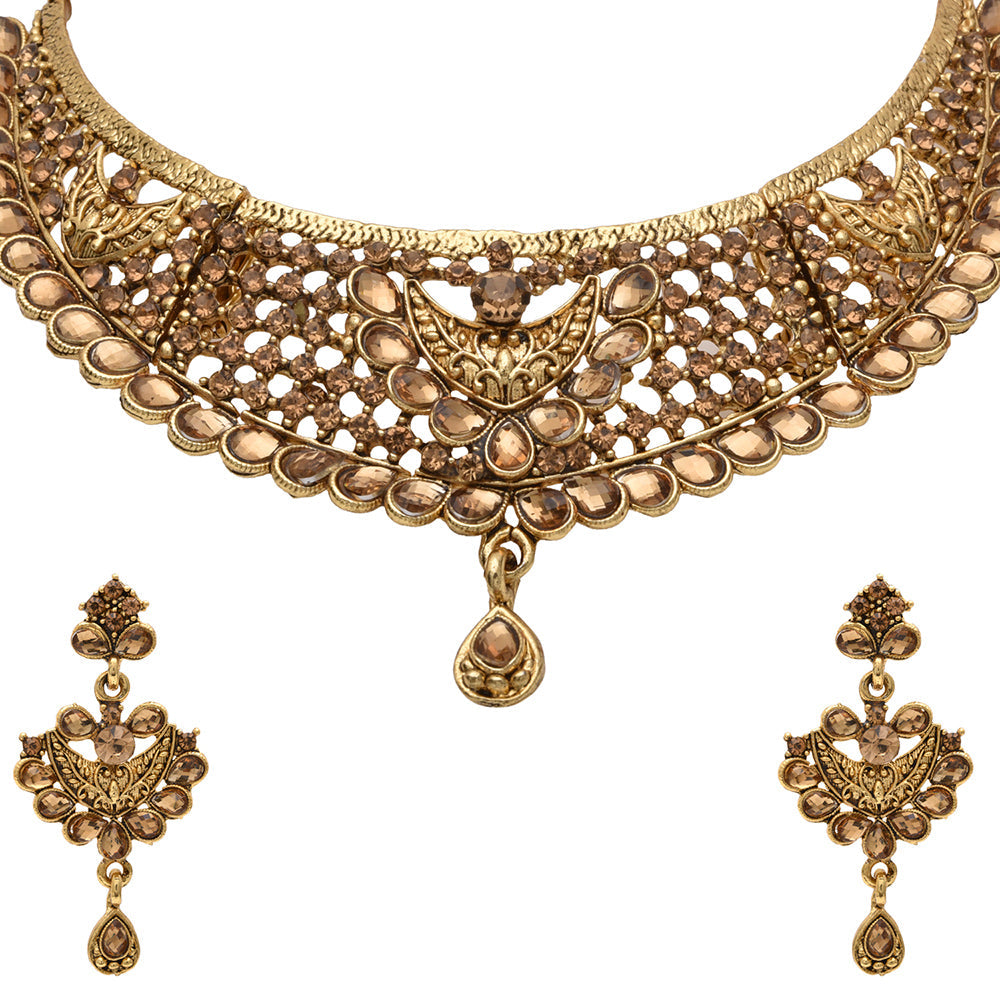 Kord Store Traditional Designer Lct Stone Gold Plated Choker Necklace Set For Women  - KSNKE60110