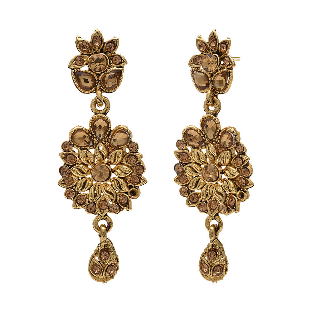 Kord Store Traditional Designer Flower Shape Lct Stone Gold Plated Choker Necklace Set For Women  - KSNKE60122