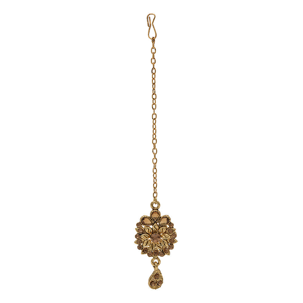 Kord Store Traditional Designer Flower Shape Lct Stone Gold Plated Choker Necklace Set For Women  - KSNKE60122