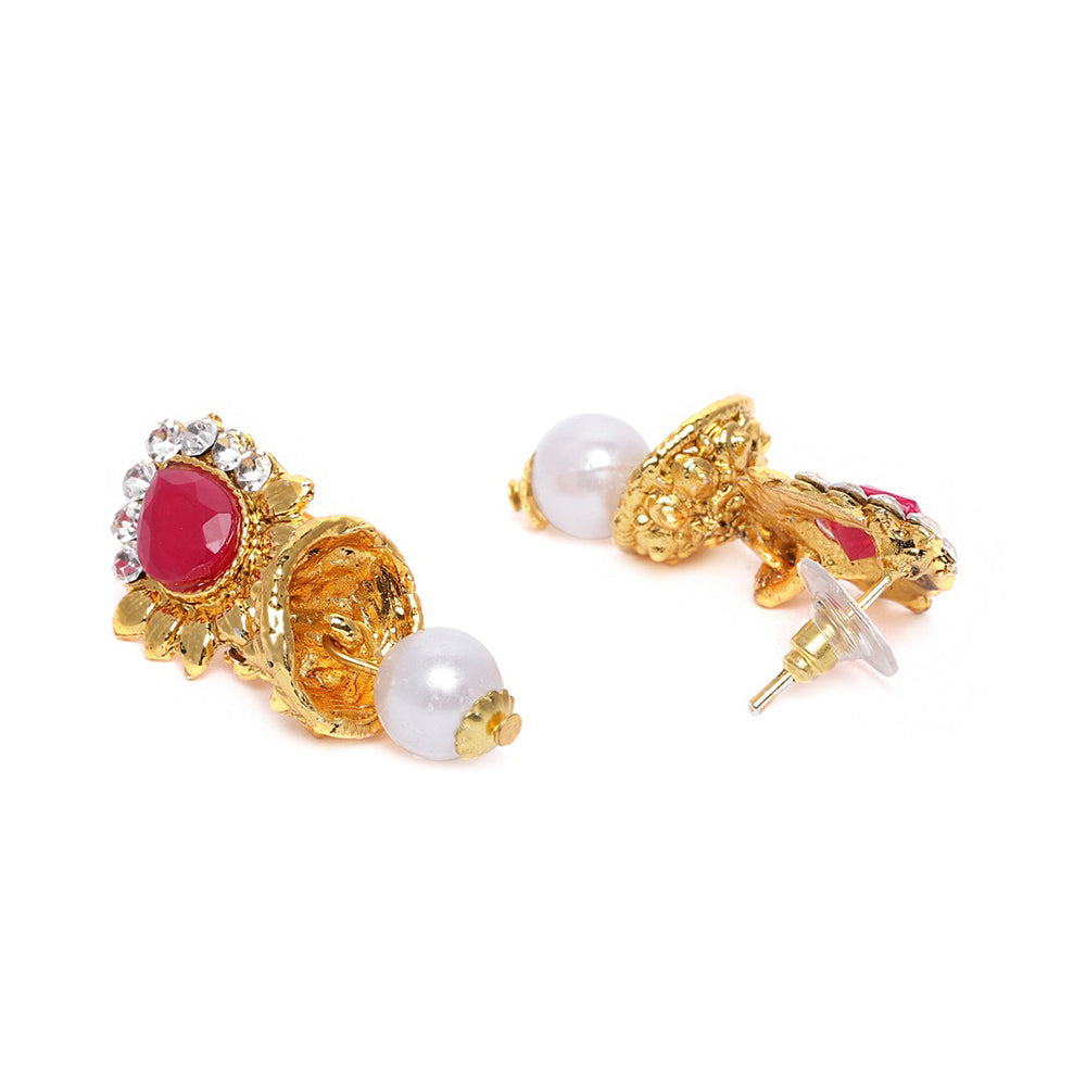 Kord Store Traditional Multi-Color Stone Gold Plated Princess Necklace Set For Women  - KSNKE60131