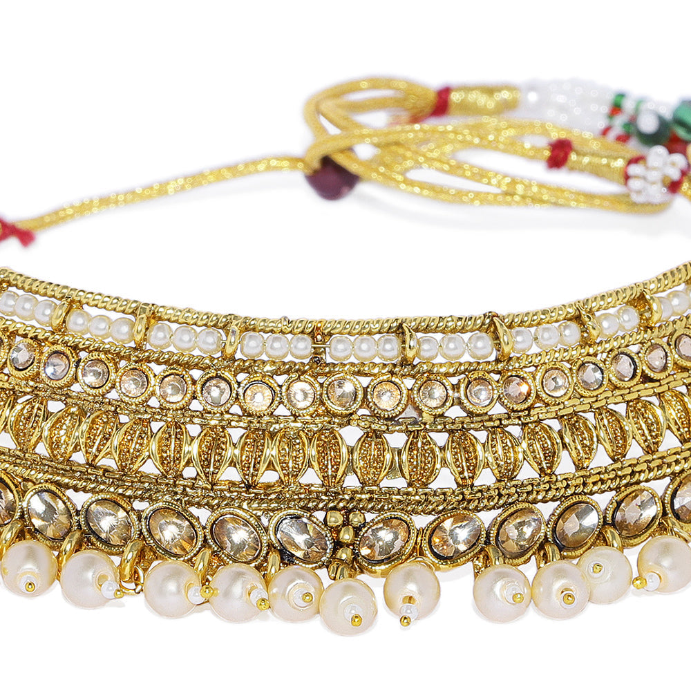 Kord Store Dazzling LCT Stone Gold Plated Bridal/Choker Necklace Set For Girls and Women  - KSNKE60169