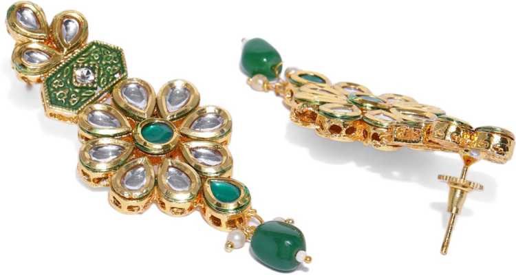 Kord Store Traditionally Flower Design Gold Plated Kundan Collar Necklace Set For Women  - KSNKE60233