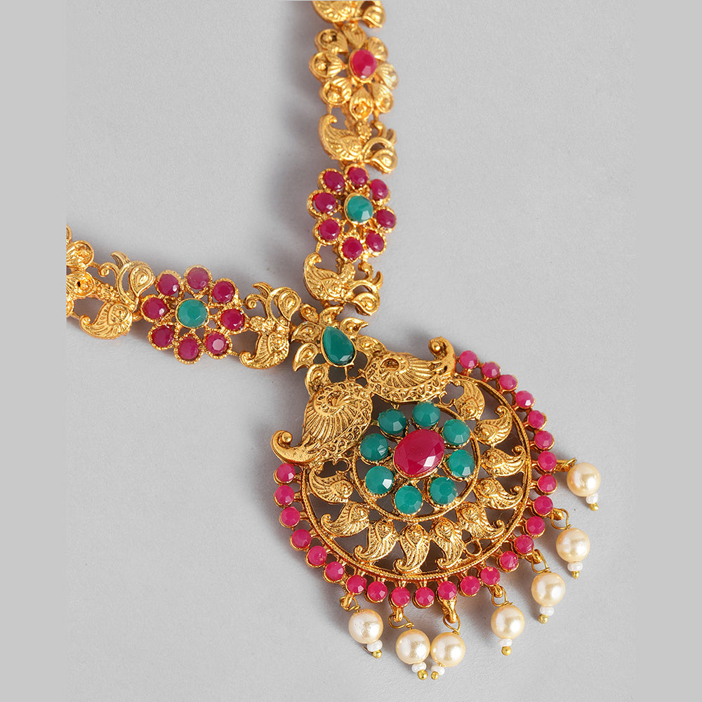 Kord Store Traditional Gold plated Ruby Choker/Princess Style Necklace set For Girls and Women