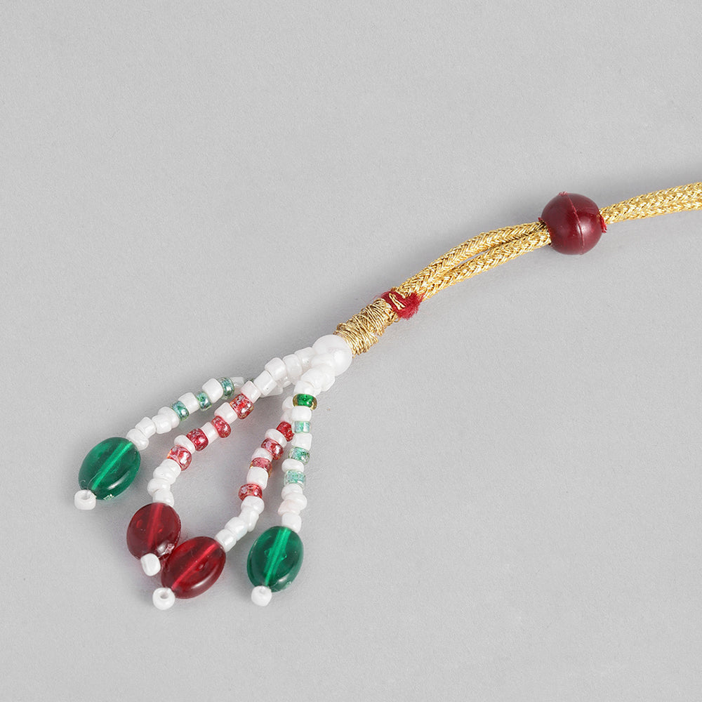 Kord Store South Indian Gold plated Ruby and Beads Necklace set With Rani Haar For Girls and Women