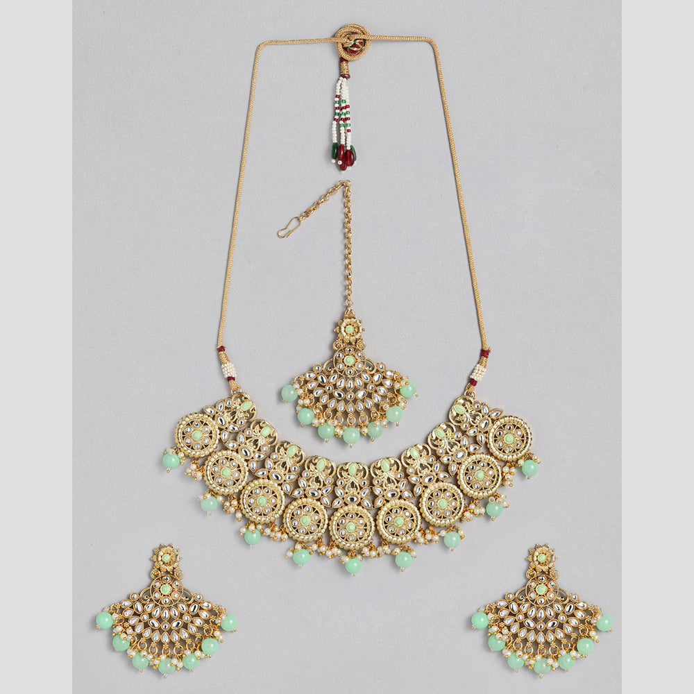 Kord Store Gorgeous Gold plated Kundan and Beads Necklace Set For Girls and Women