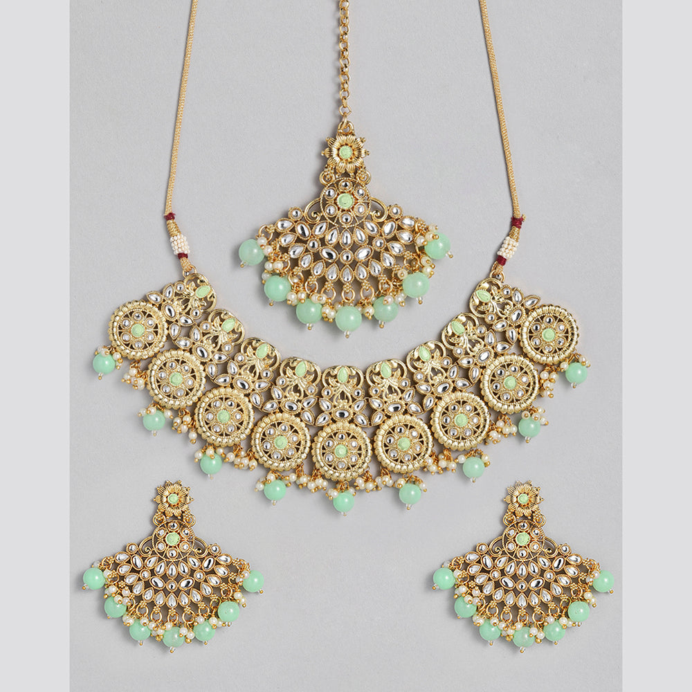 Kord Store Gorgeous Gold plated Kundan and Beads Necklace Set For Girls and Women