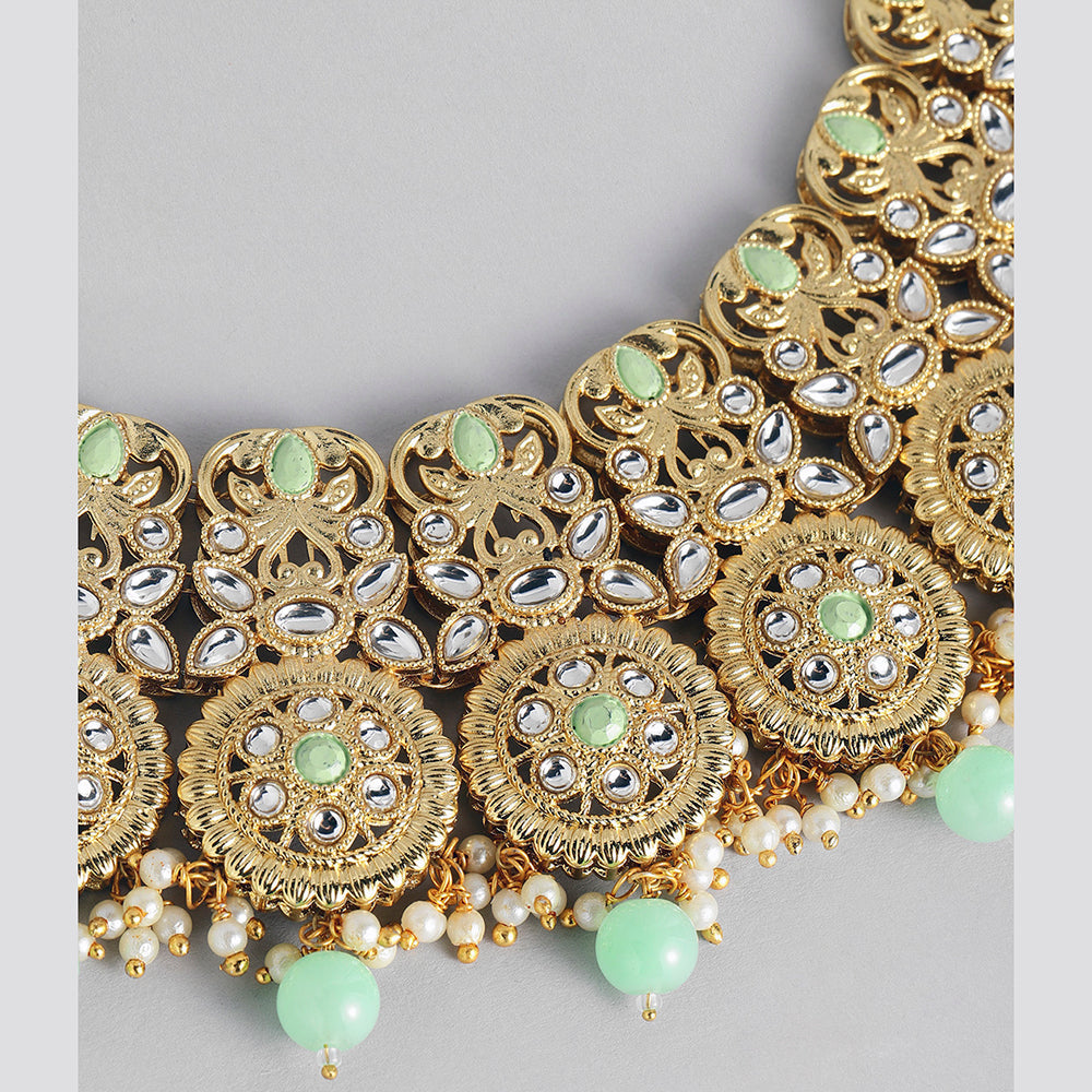 Kord Store Gorgeous Gold plated Kundan and Beads Necklace Set For Girls and Women