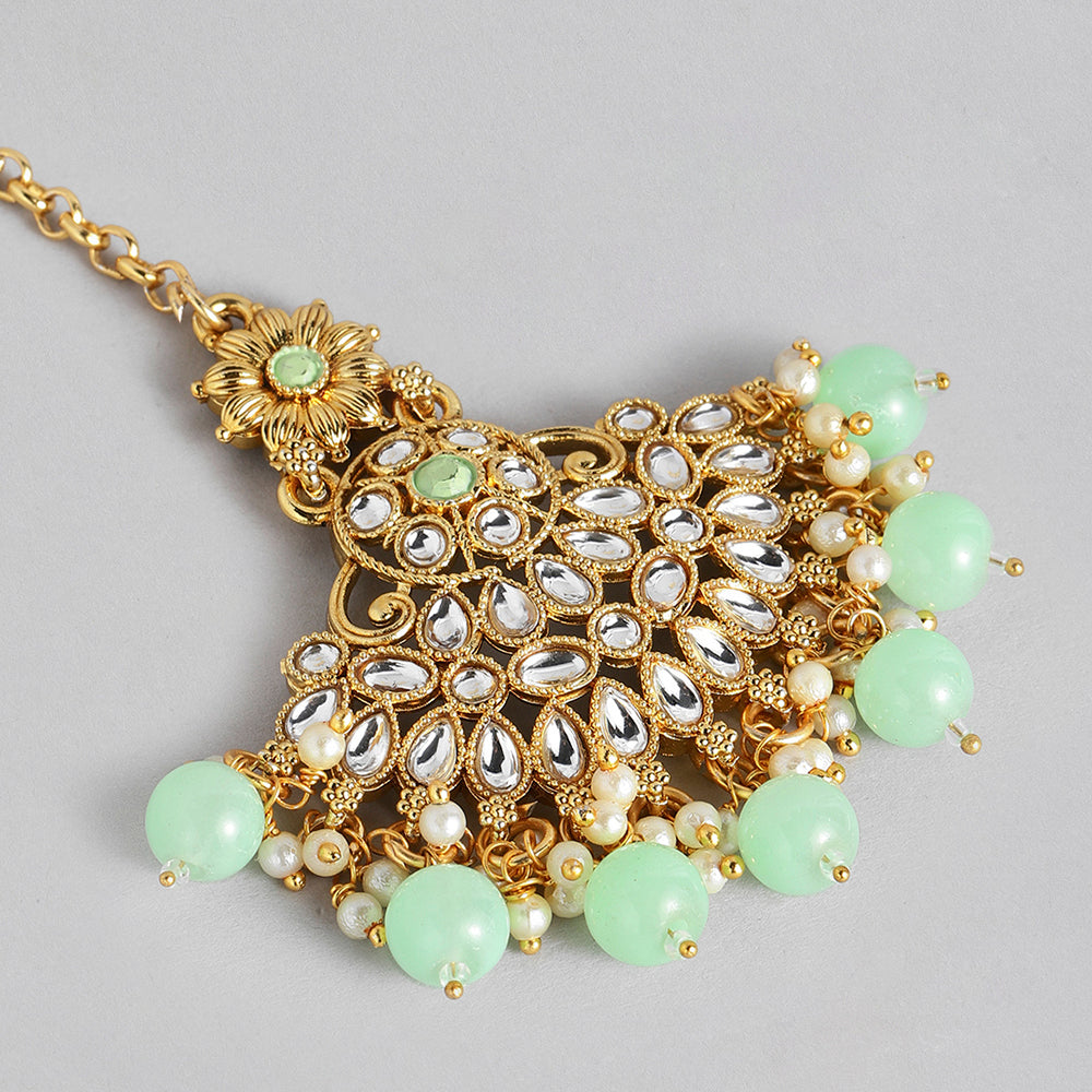 Kord Store Gorgeous Gold plated Kundan and Beads Necklace Set For Girls and Women