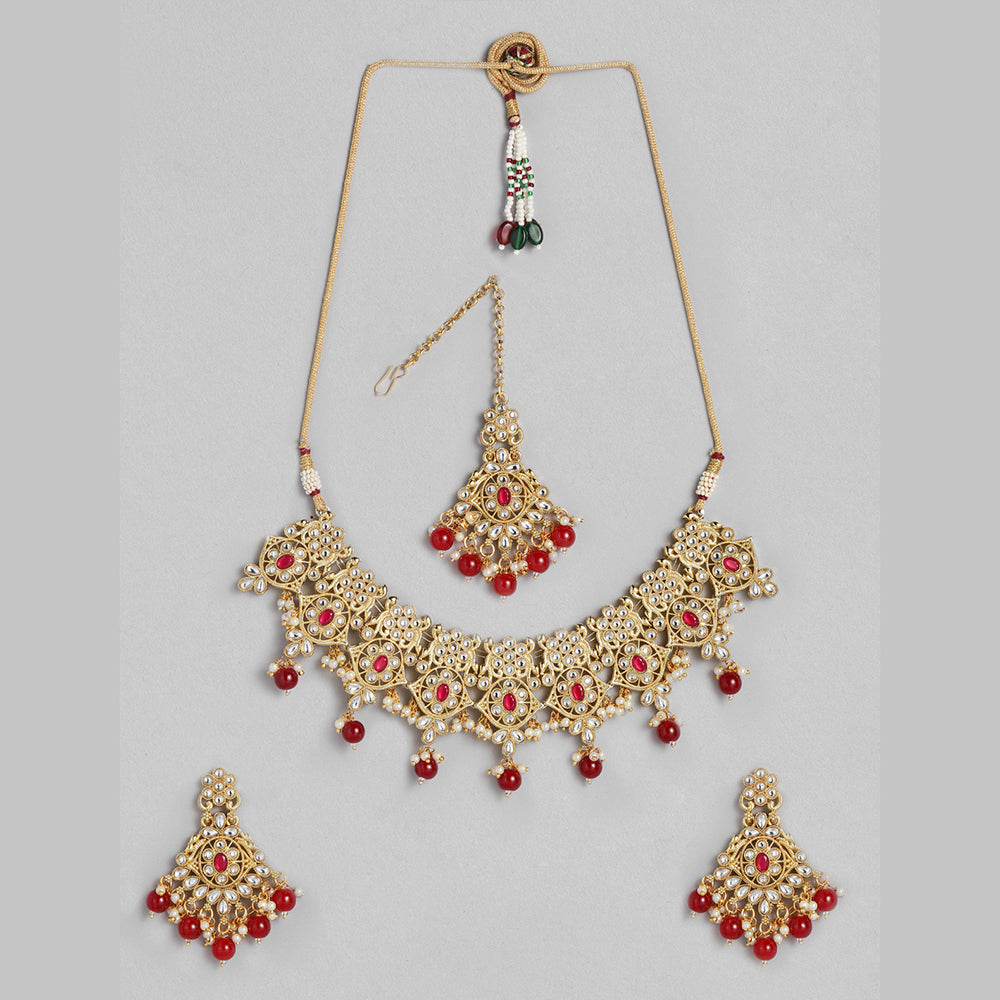 Kord Store Traditional Stylist Gold plated Kundan and Beads Necklace Set For Girls and Women