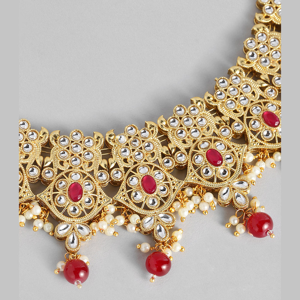 Kord Store Traditional Stylist Gold plated Kundan and Beads Necklace Set For Girls and Women