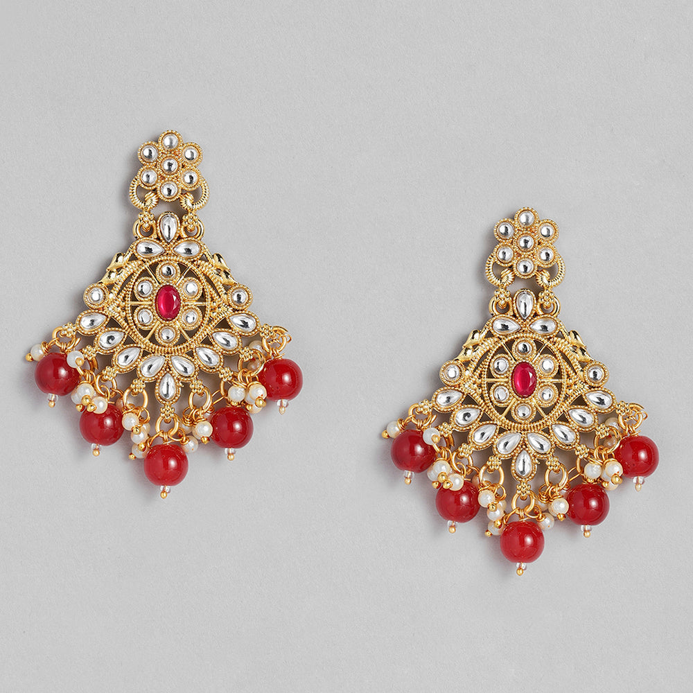 Kord Store Traditional Stylist Gold plated Kundan and Beads Necklace Set For Girls and Women