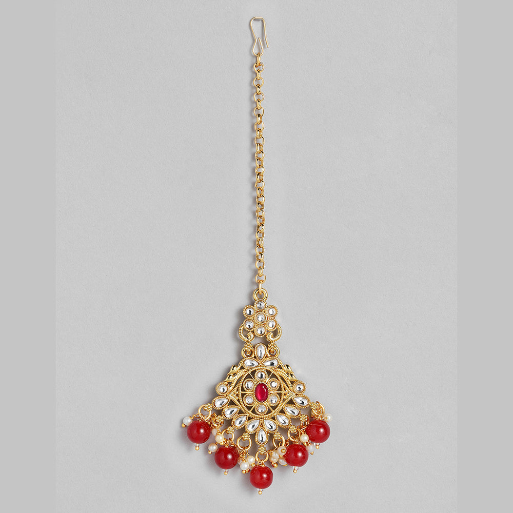 Kord Store Traditional Stylist Gold plated Kundan and Beads Necklace Set For Girls and Women