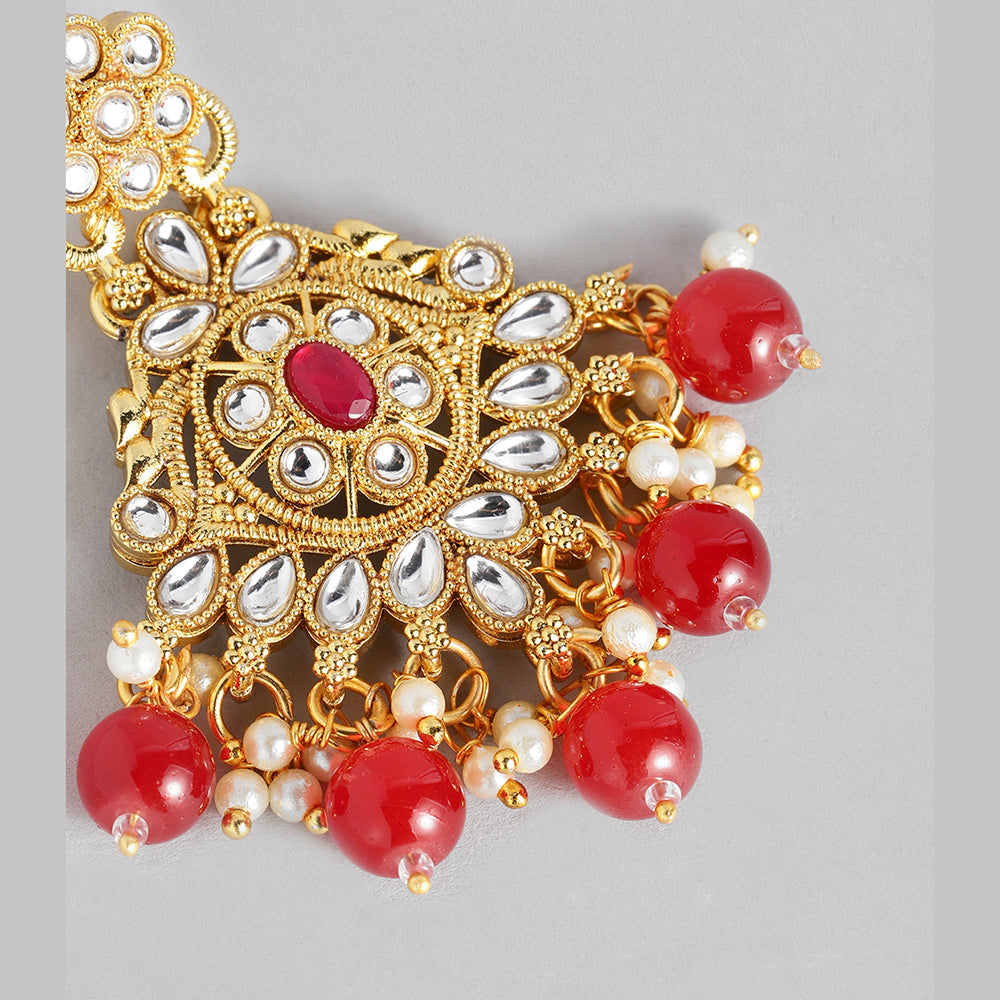 Kord Store Traditional Stylist Gold plated Kundan and Beads Necklace Set For Girls and Women