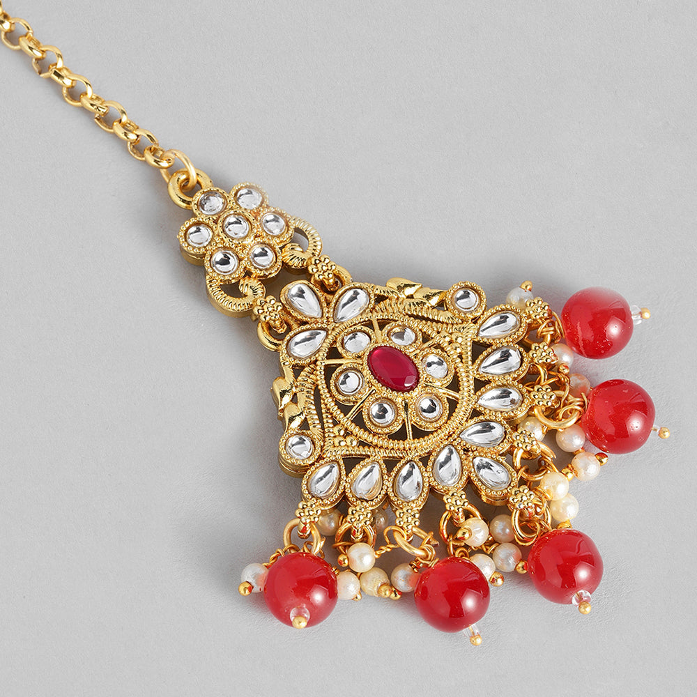 Kord Store Traditional Stylist Gold plated Kundan and Beads Necklace Set For Girls and Women