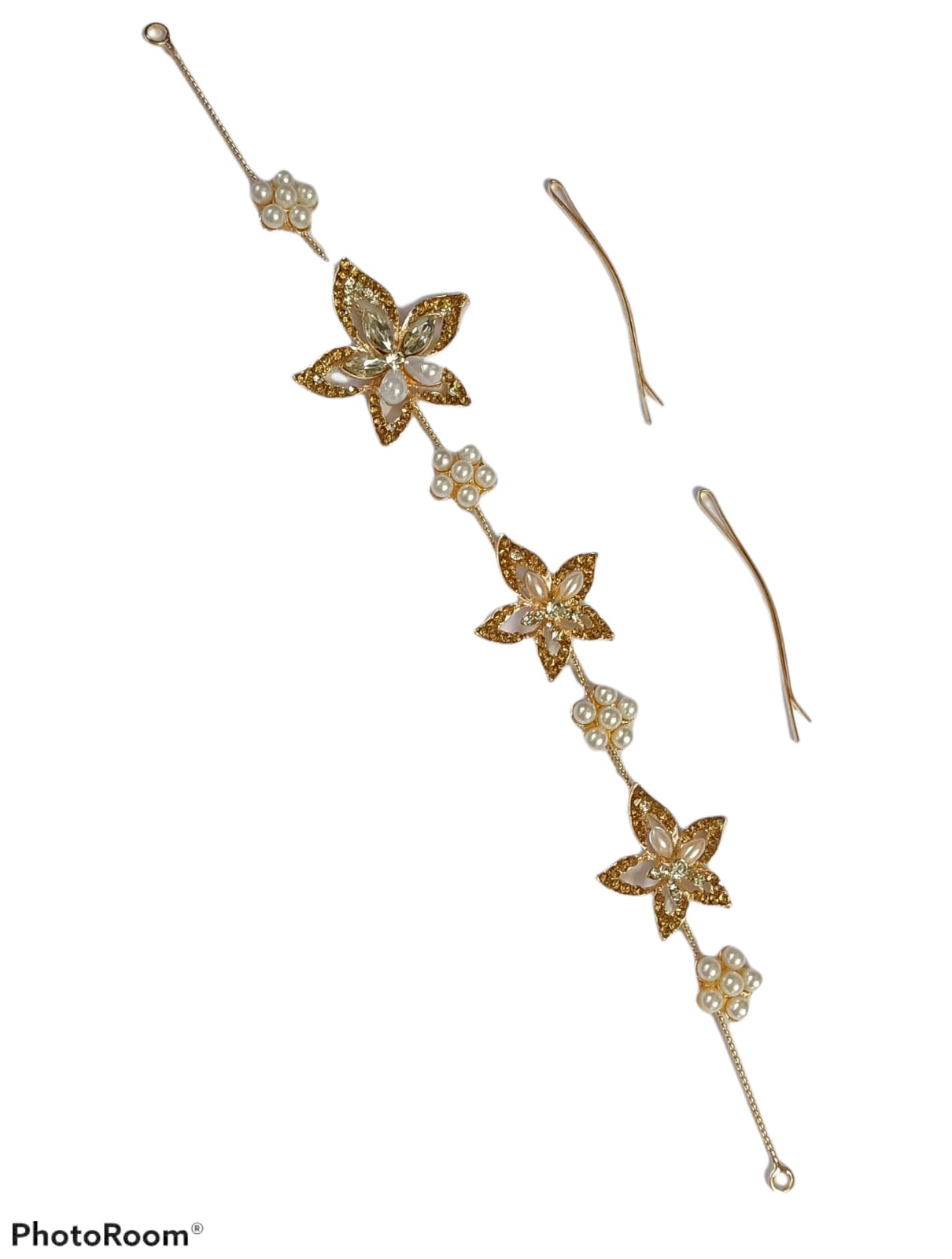 Kord Store Dazzling Rose Gold Plated Pearl and Flower Design Bridal Hair/Head Band Tiara For Girls and Women  - KSTRA11000