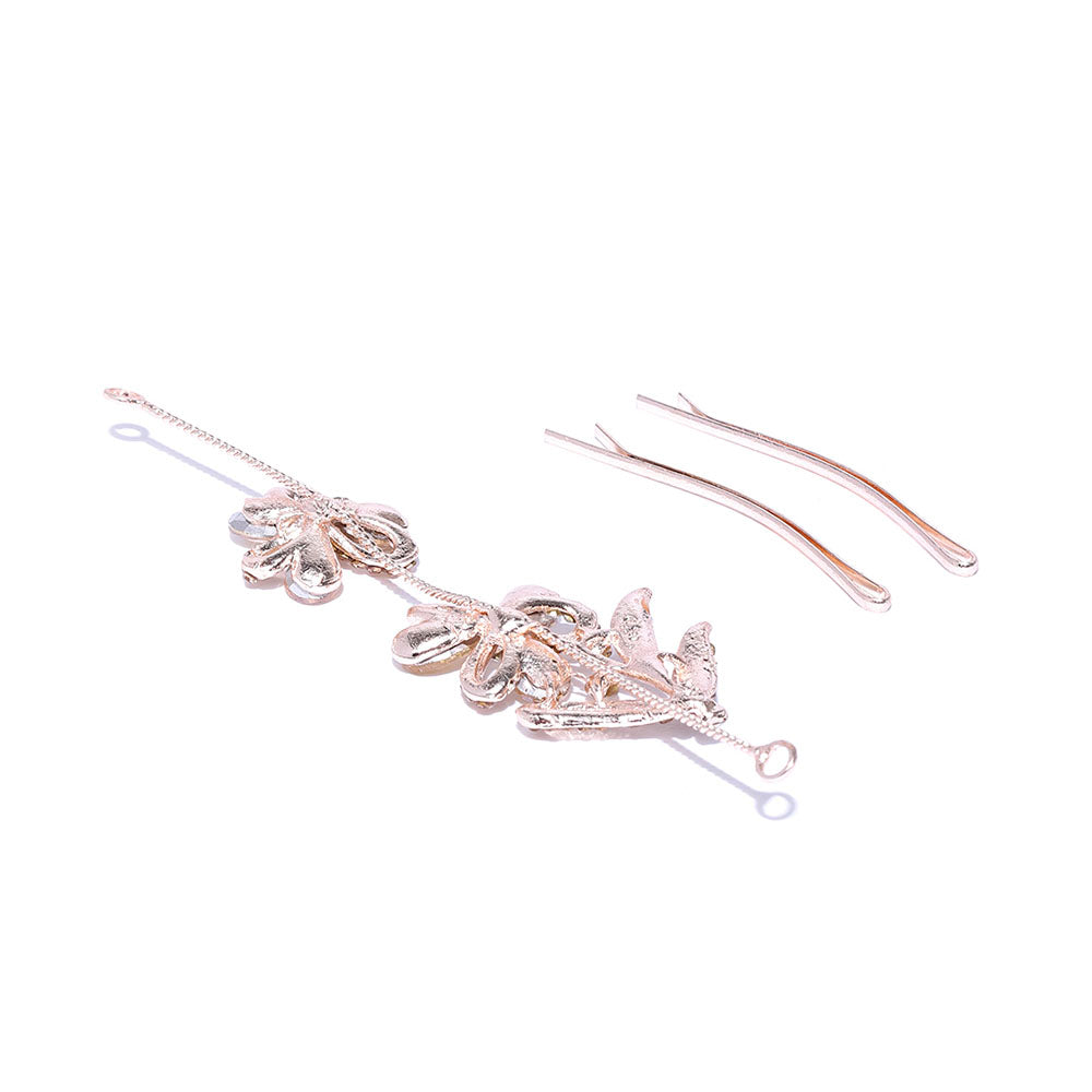 Kord Store Amazing Rose Gold Plated Stone/Flower Leaf Design Bridal Hair/Head Band Tiara For Girls and Women  - KSTRA11003