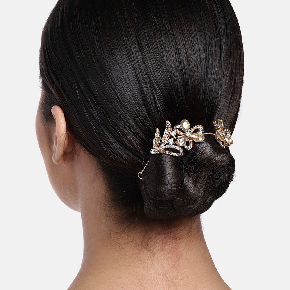 Kord Store Amazing Rose Gold Plated Stone/Flower Leaf Design Bridal Hair/Head Band Tiara For Girls and Women  - KSTRA11003