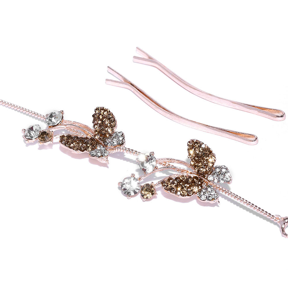 Kord Store Creative Rose Gold Plated Leaf Design Bridal Hair/Head Band Tiara For Girls and Women  - KSTRA11004