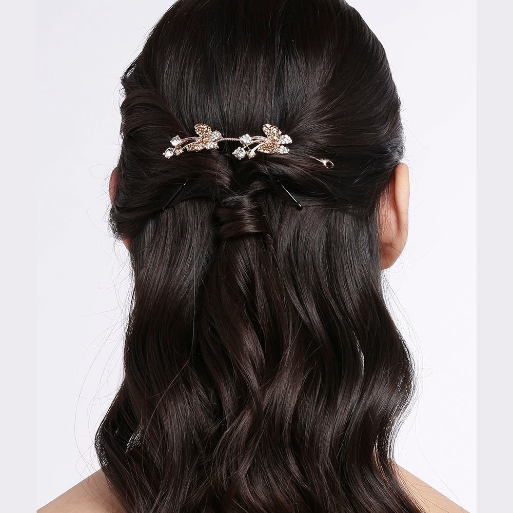 Kord Store Creative Rose Gold Plated Leaf Design Bridal Hair/Head Band Tiara For Girls and Women  - KSTRA11004