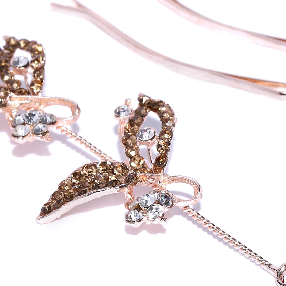 Kord Store Designer Rose Gold Plated Stone Leaf Design Bridal Hair/Head Band Tiara For Girls and Women  - KSTRA11005
