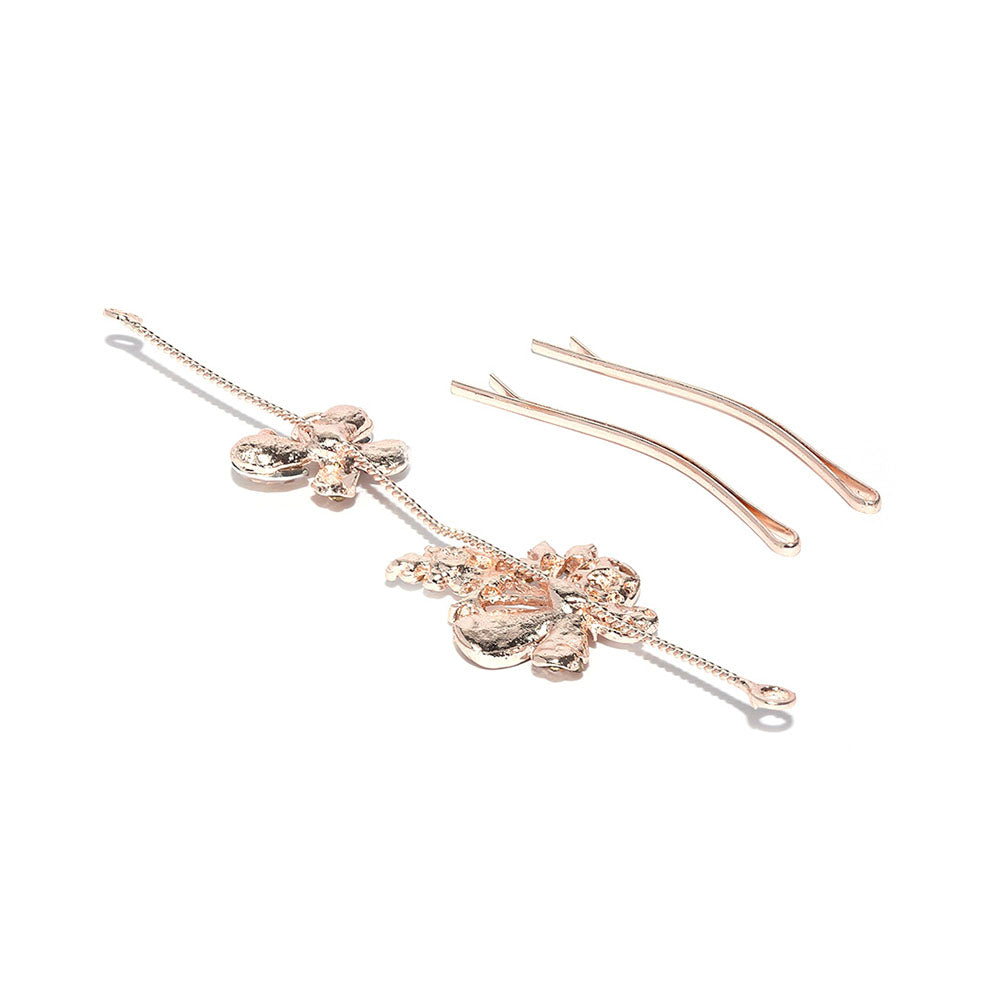 Kord Store Fabulous Rose Gold Plated Stone Leaf Design Bridal Hair/Head Band Tiara For Girls and Women  - KSTRA11006