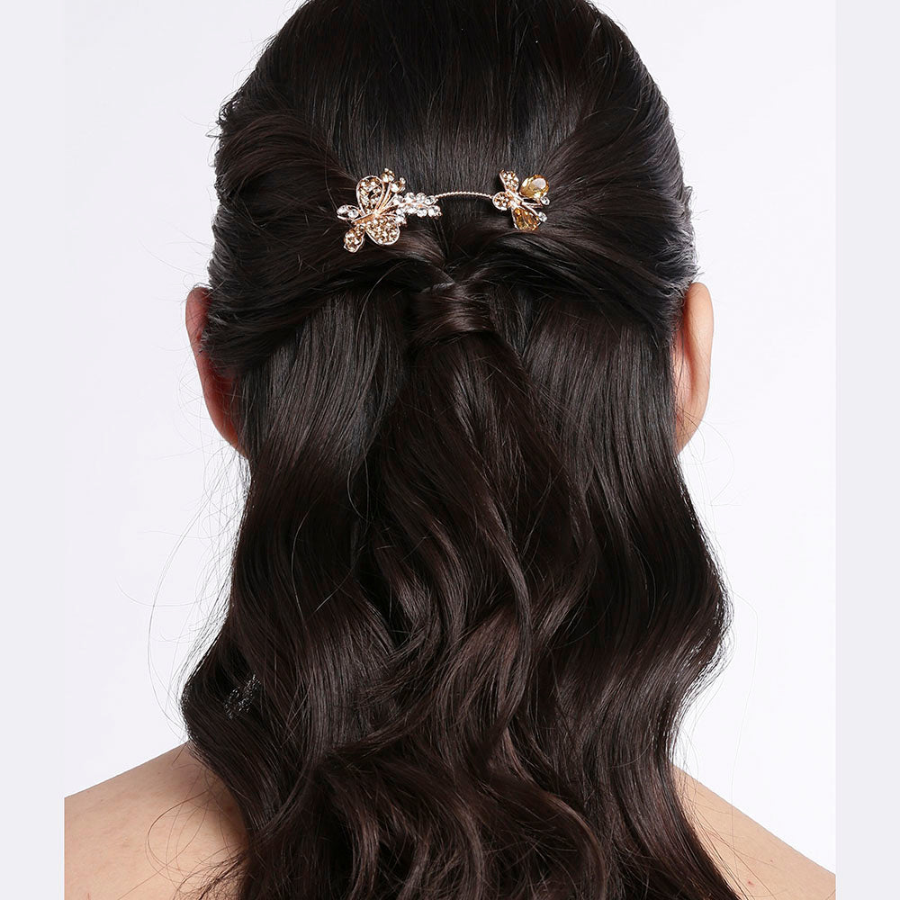 Kord Store Fabulous Rose Gold Plated Stone Leaf Design Bridal Hair/Head Band Tiara For Girls and Women  - KSTRA11006