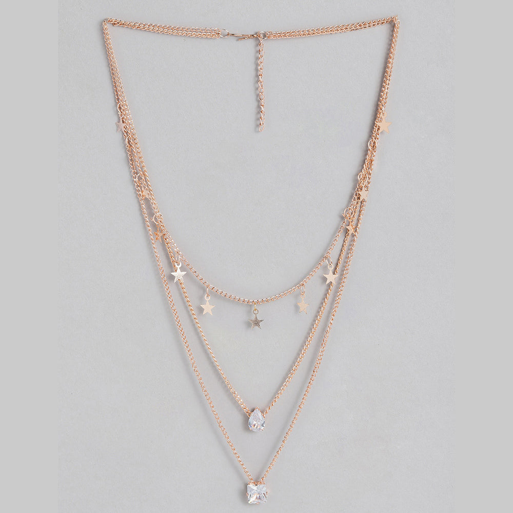 Kord Store Latest Star Design Rose Gold Plated AD Chian Pendant