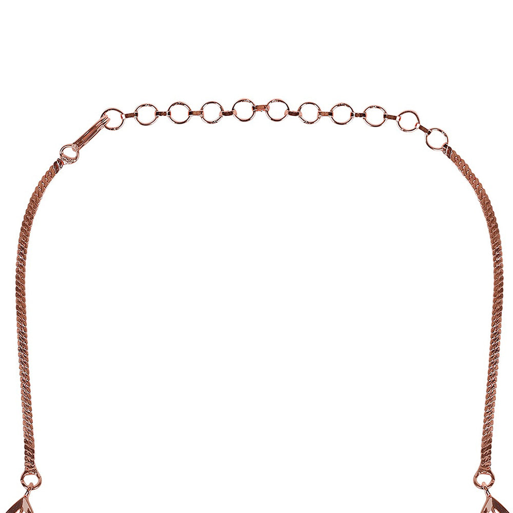 Kord Store Wardrobe Friendly Rose Gold Plated American Diamond Studded Necklace Set For Women