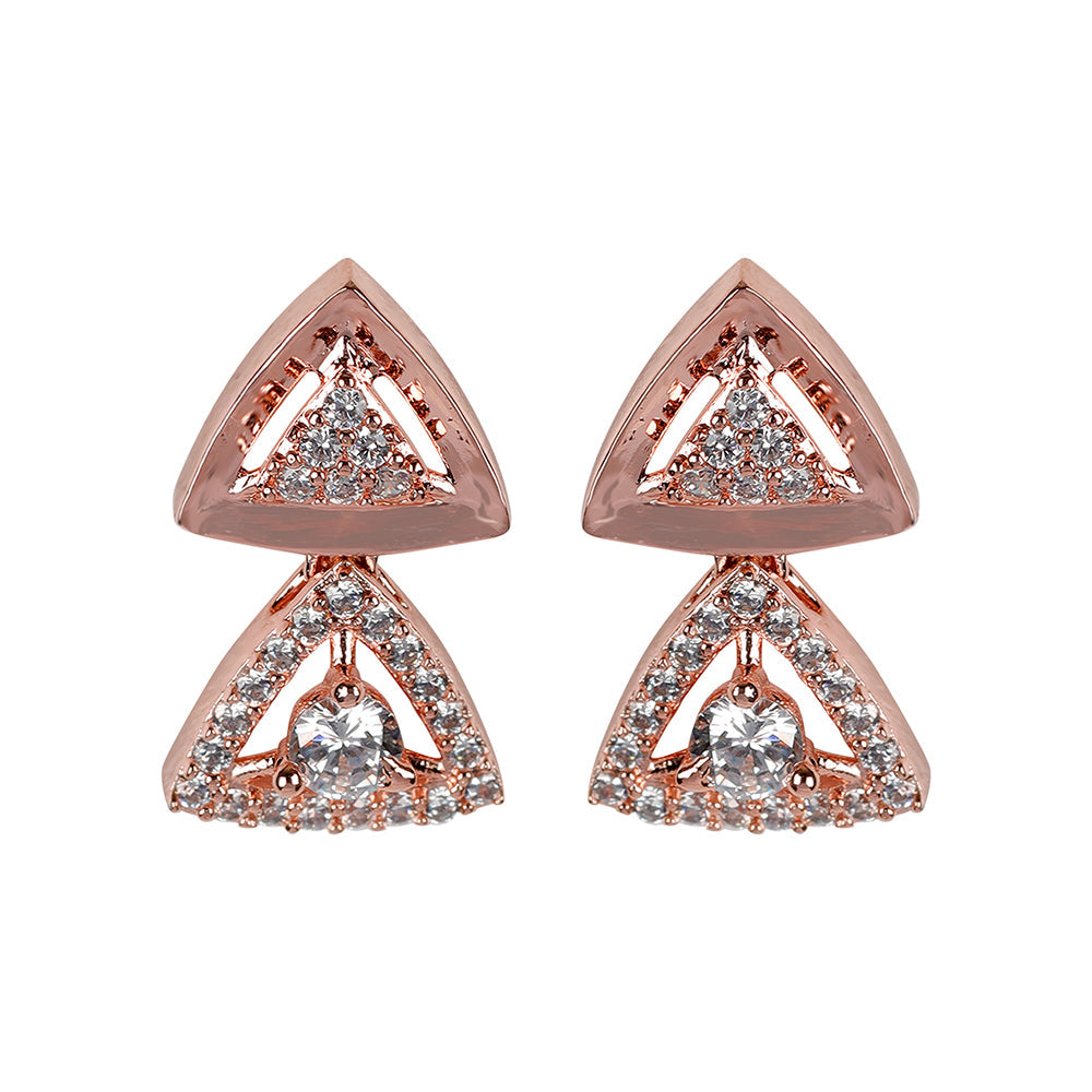 Kord Store Rose Gold Plated Fascinating CZ Studded Floral Jewellery Set For Women