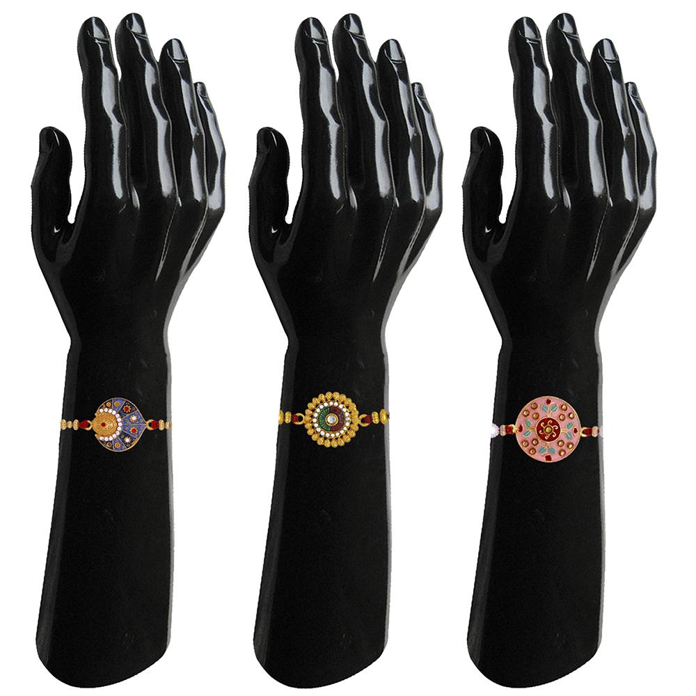 Mahi Combo of Designer Rakhi's with White Crystals for Bhaiya (RCO1105228G)
