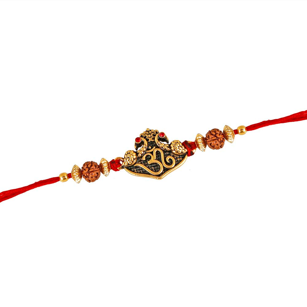 Mahi Combo of 2 om Rakhis with Rudrakshaa and Crystals for Bhaiya / Brother (RCO1105423M)