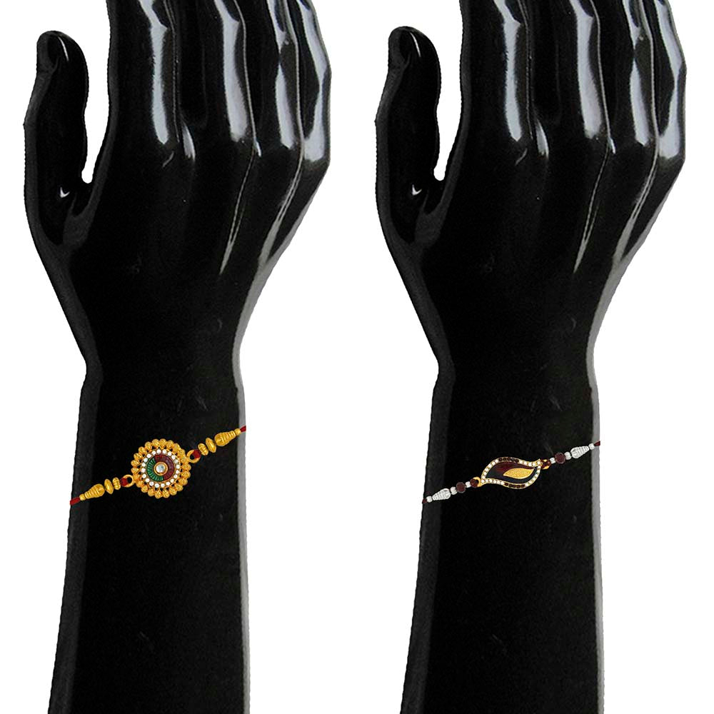 Mahi Combo of Classic Designer Multicolor Crystals Rakhi for Beloved Brother /Bhaiya (RCO1105425M)