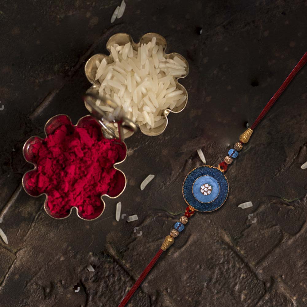 Mahi Combo of 2 Floral Rakhis with Meena Work and Crystals for Bhaiya / Brother (RCO1105429G)