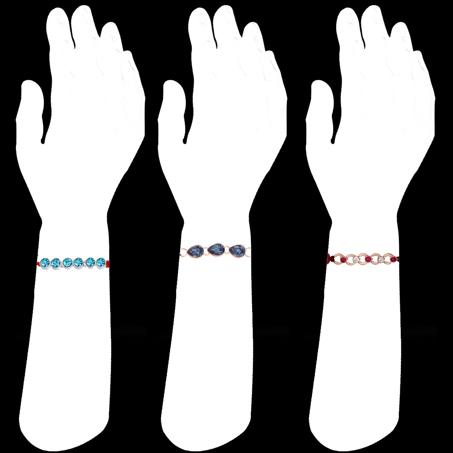 Mahi Combo of 3 Simple and Elegant Rakhis with Multicolor Crystals for Bhaiya (RCO1105536M)