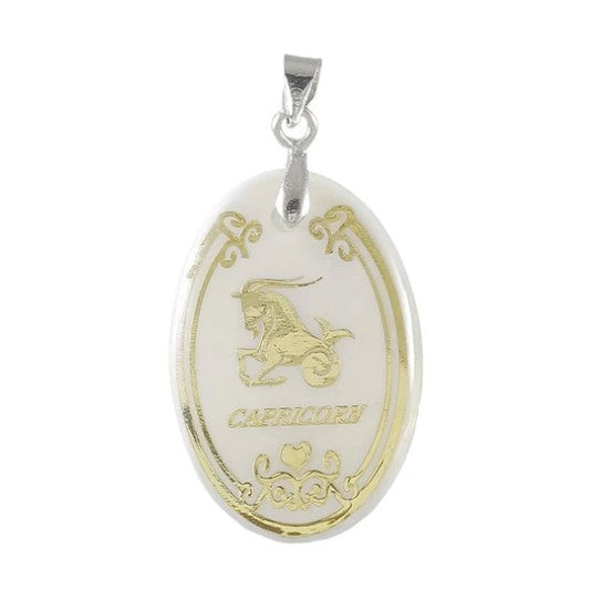 Regina Aries Zodiac Round Rhodium Plated Pendant