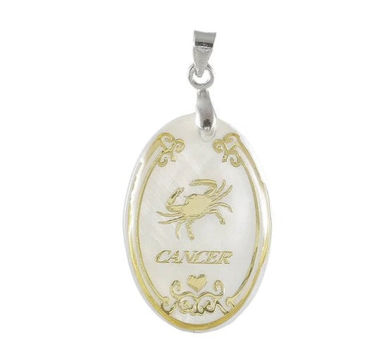 Regina Aries Zodiac Round Rhodium Plated Pendant